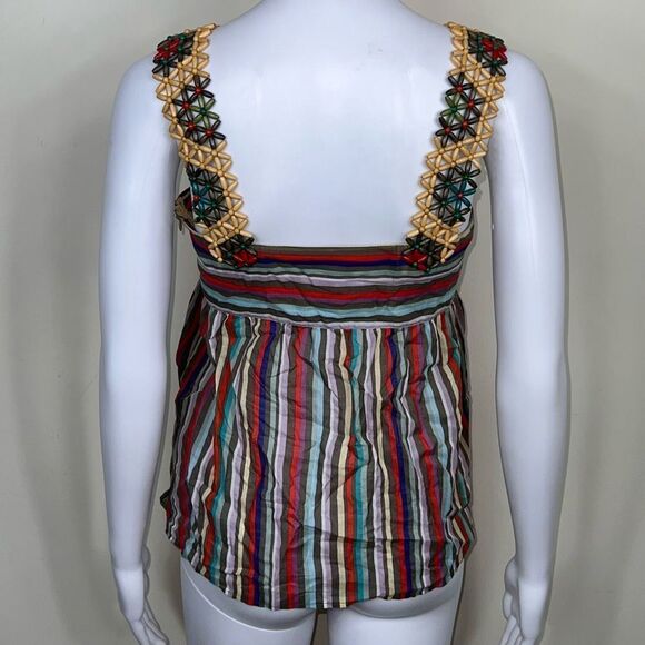Cacharel Vintage Beaded Strap Striped Multicolor Cami - Picture 4 of 13